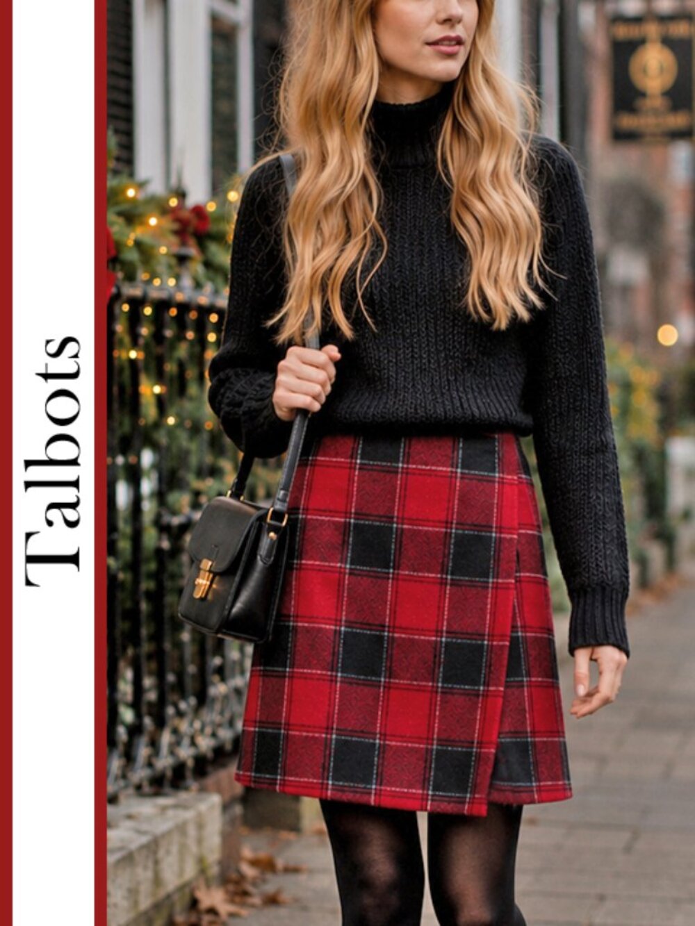 Talbots | Wool Blend Kilt Style Plaid Skirt